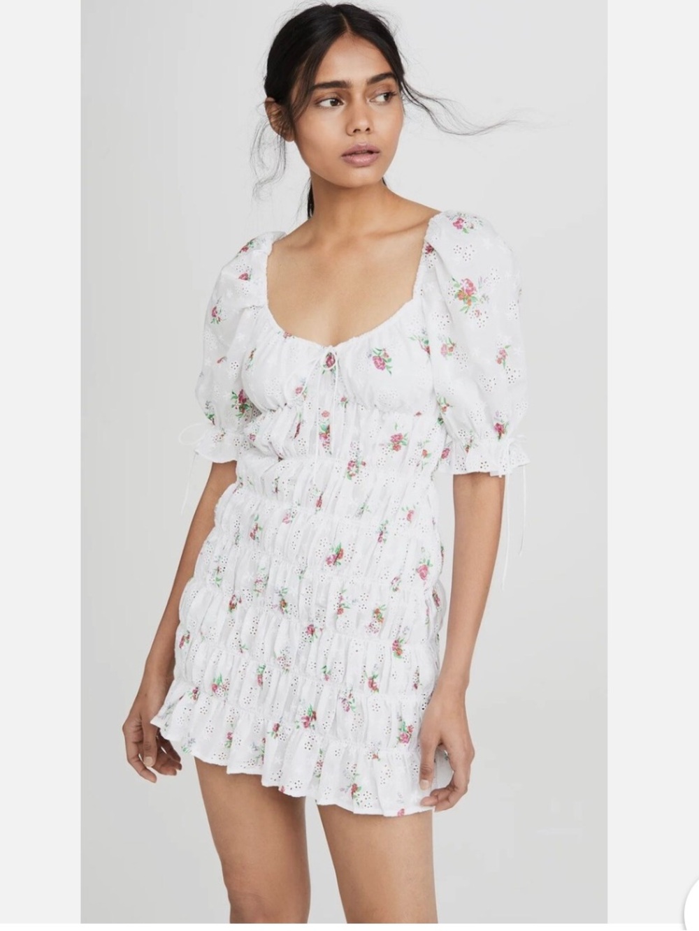 For Love And Lemons White Floral Eyelet Dress